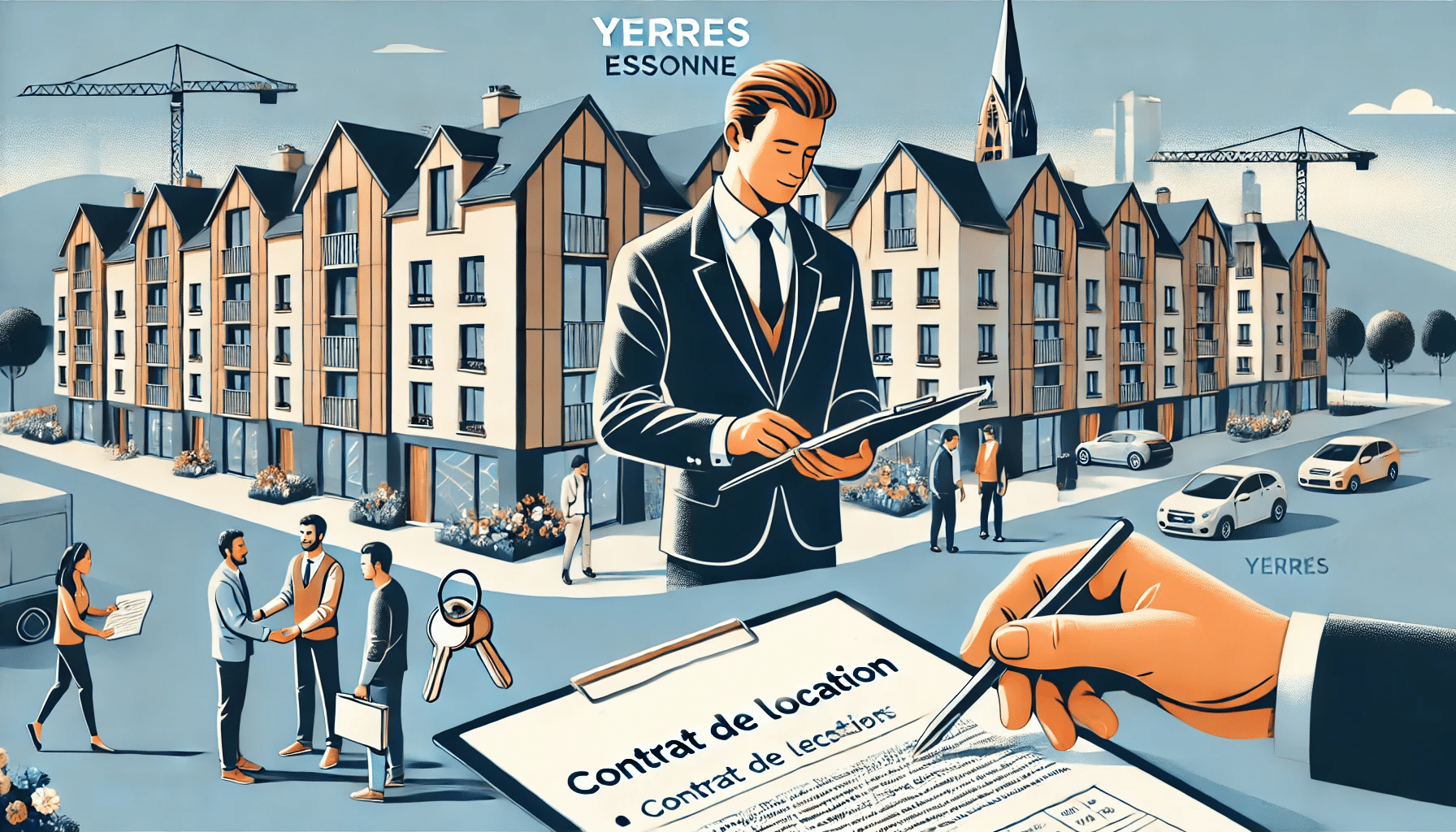 agent immobilier faisant un contrat de location à Yerres